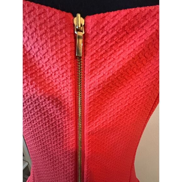 TRINA TURK Isis Coral Red Orange Textured Drop Waist Flounce Dress - Picture 10 of 11